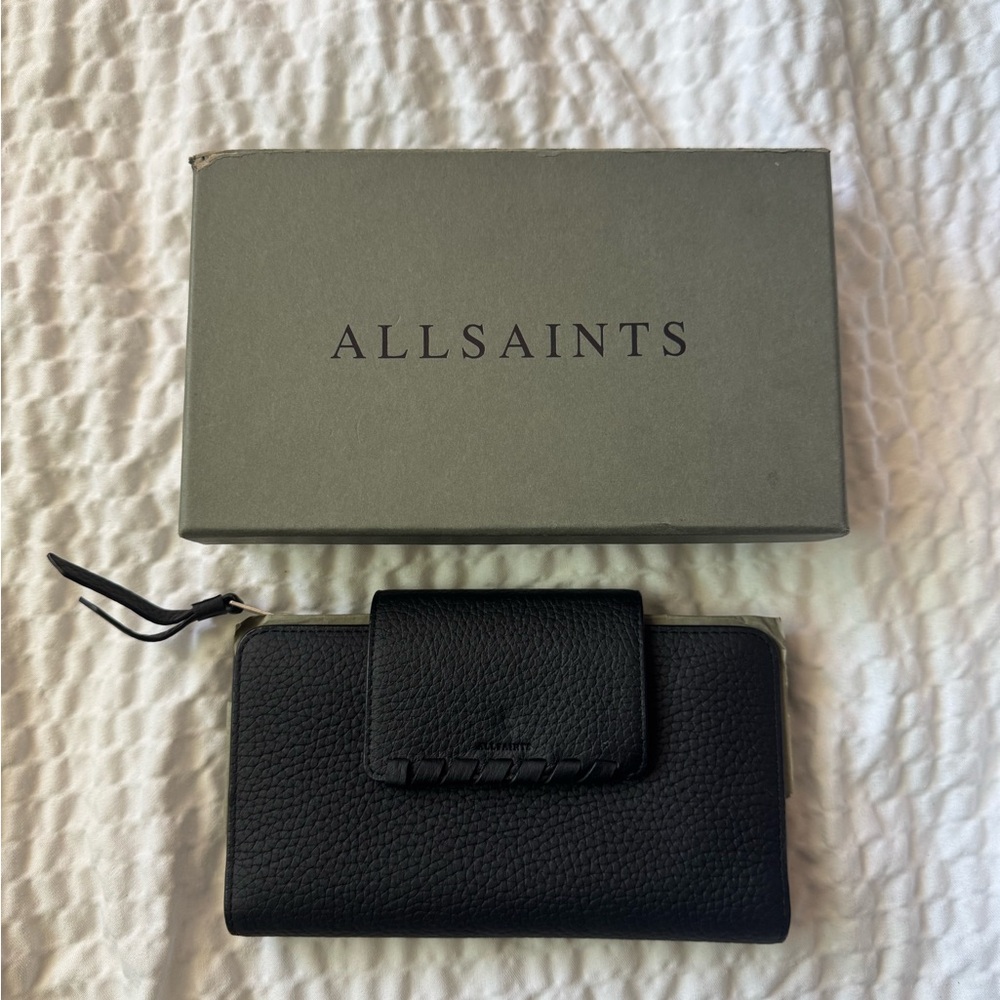 AllSaints Black Leather Wallet